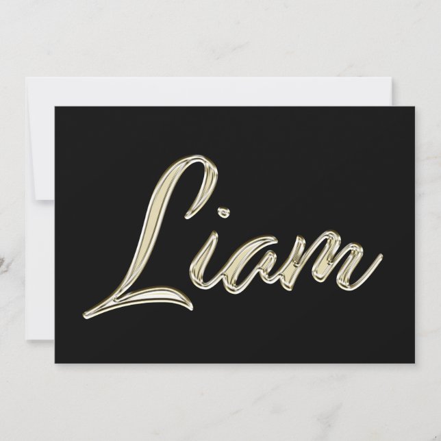 Liam Nom or blanc Carte calligraphiée (Devant)