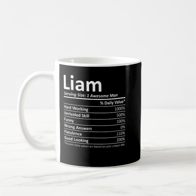 LIAM Nutrition Funny Birthday Personalized Name Gi Kaffeetasse (Links)
