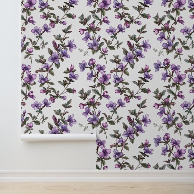 Liana Pflanze Muster mit lila Clematis Blüte Tapete (Anwendung)