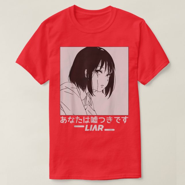 Liar Sakura Japanisch Cry Anime Sad Girl T-Shirt (Design vorne)