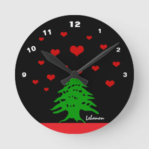 libanesische Fahnen / Liebe Runde Wanduhr