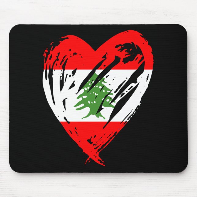 libanesische Flag Herzgeschenk Mousepad (Vorne)