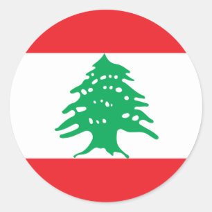 Libanesische Flagge - Flagge ع Libanon م ل ل ب ن ا Runder Aufkleber