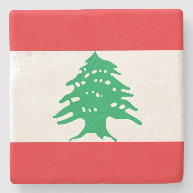 Libanesische Flagge (Flagge des Libanon) Steinuntersetzer (Vorderseite)