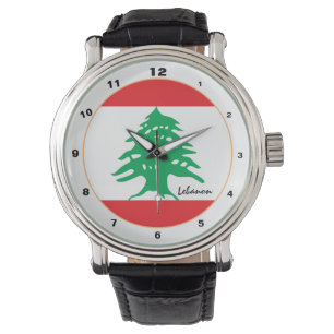 libanesische Flagge & libanesische trendige Mode / Armbanduhr