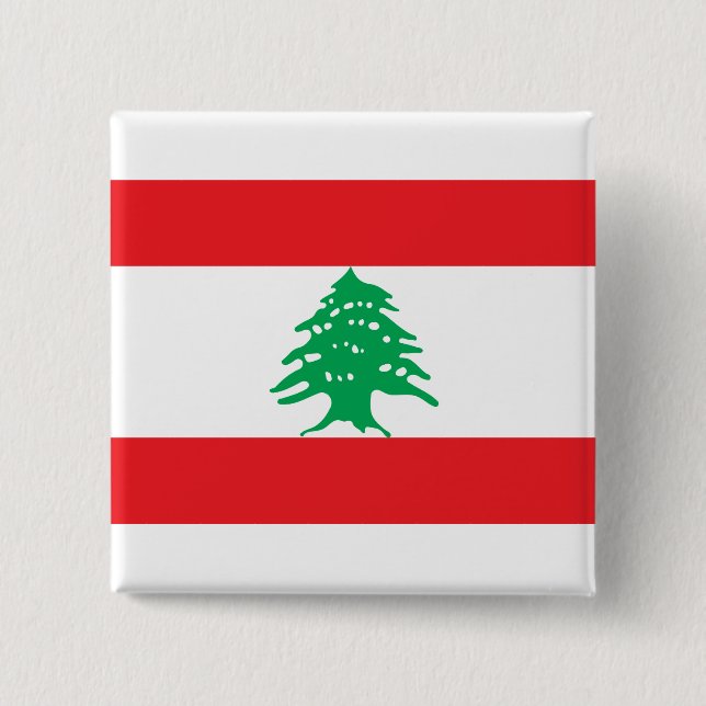 Libanesische Flagge (Libanon-Flagge) Button (Vorderseite)