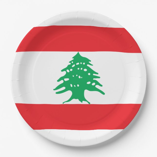 Libanesische Flagge (Libanon-Flagge) Pappteller (Vorderseite)