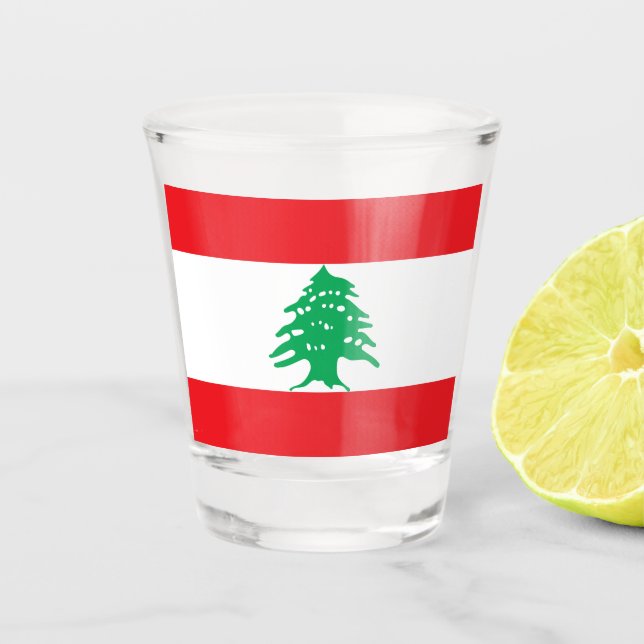 Libanesische Flagge (Libanon-Flagge) Schnapsglas (Vorderseite)