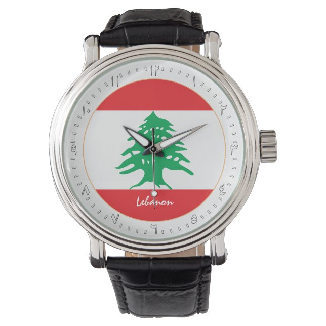 Libanesische Flagge & Libanon-Mode, arabisches Nei Armbanduhr (Vorderseite)