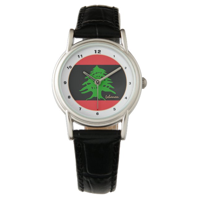 Libanesische Flagge & Libanon Moderne Mode /Design Armbanduhr (Vorderseite)
