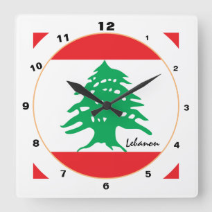 Libanesische Flagge, moderne libanesische Zuhause Quadratische Wanduhr