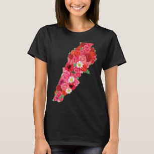 Libanon Flag Blumen Map Beirut Lobnan libanesisch T-Shirt