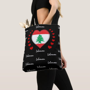 Libanon Flag & Herz, libanesische Flag-Mode / Spor Tasche
