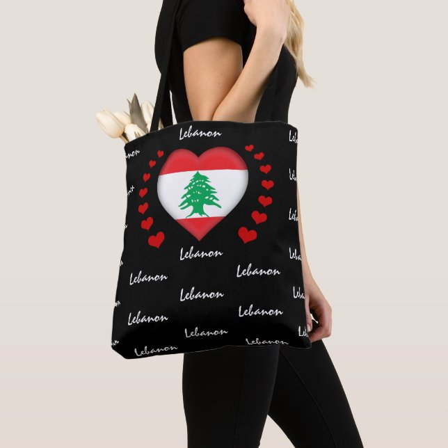 Libanon Flag & Herz, libanesische Flag-Mode / Spor Tasche (Von Nahem)