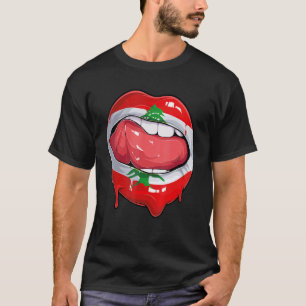 Libanon Flag Mouth Soccer Libanon T-Shirt