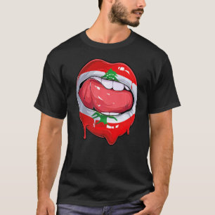Libanon Flag Mouth Soccer Libanon T-Shirt
