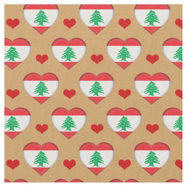 Libanon Flag & Red Heart mode Fabric / Libanon Stoff (Nahaufnahme)