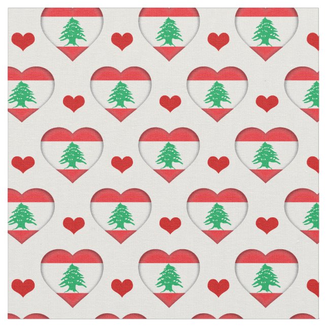 Libanon Flag & Red Heart mode Fabric / Libanon Stoff (Nahaufnahme)
