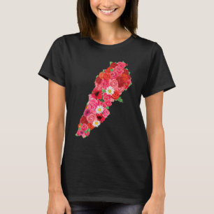 Libanon-Flagge Blumenkarte Beirut Lobnan Libanesi T-Shirt