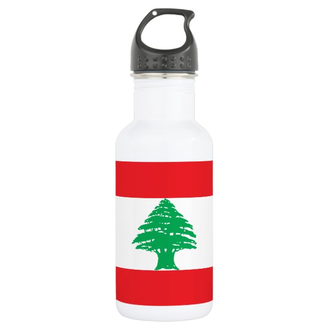 Libanon-Flagge Edelstahlflasche (Vorderseite)