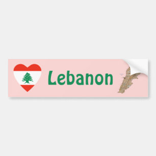 Libanon-Flagge Herz + Karte Aufkleber Autoaufkleber