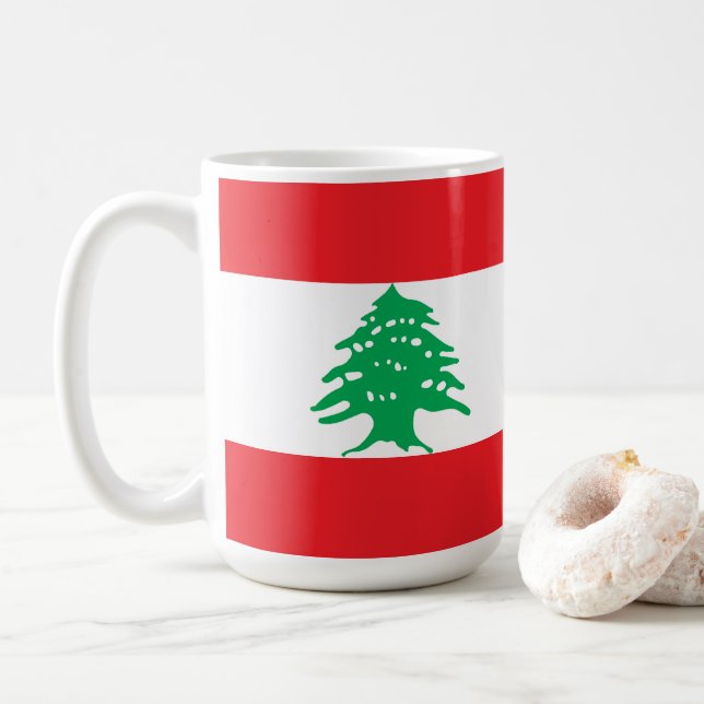 Libanon-Flagge Kaffeetasse (Mit Donut)