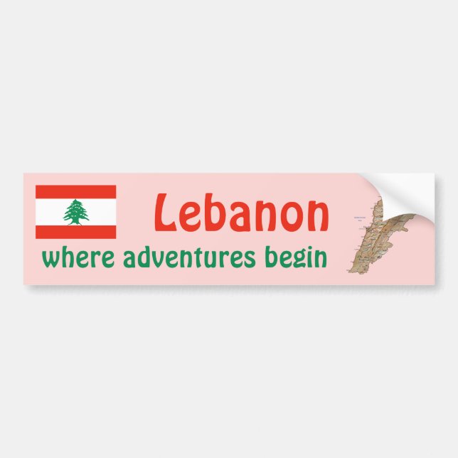 Libanon Flagge + Karte Autoaufkleber (Vorne)
