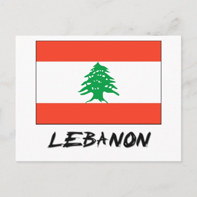 Libanon-Flagge Postkarte (Vorderseite)