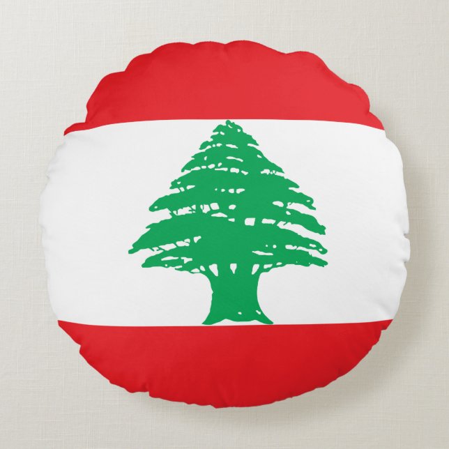 Libanon-Flagge Rundes Kissen (Vorderseite)