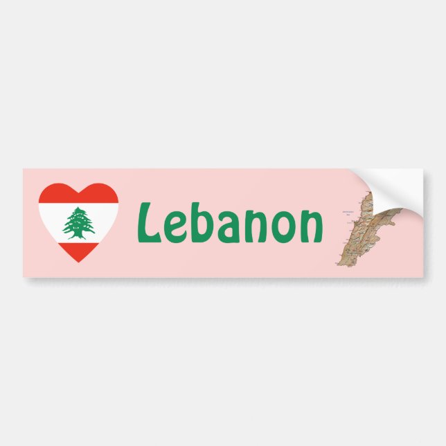 Libanon Flaggenherz + Karte Autoaufkleber (Vorne)