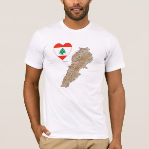 Libanon Flaggenschwerpunkt und T - Shirt Karte