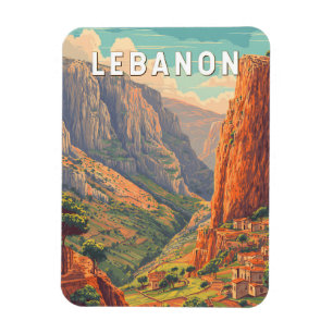 Libanon Illustration Reise Kunst Vintage Magnet