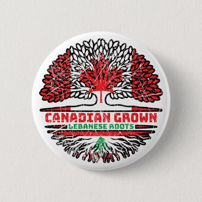 Libanon - Kanadische Tree-Flagge Button (Vorderseite)