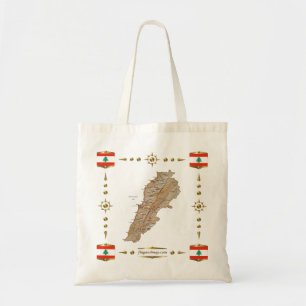 Libanon Karte + Flaggen Bag Tragetasche