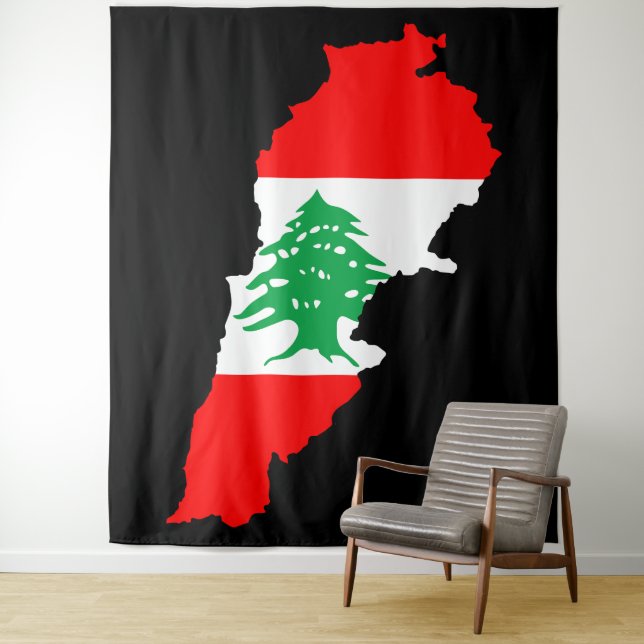 Libanon-Karte mit Flagge Wandteppich (Beispiel)