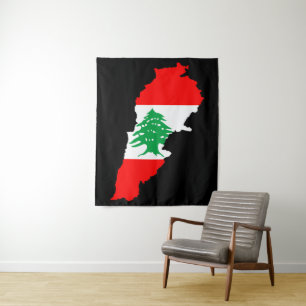 Libanon-Karte mit Flagge Wandteppich