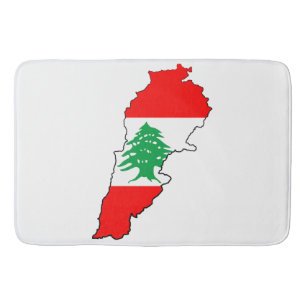 Libanon Karte mit Flaggen Badematte