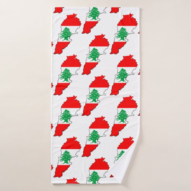 Libanon Karte mit Flaggen Badhandtuch Set (Badehandtuch)
