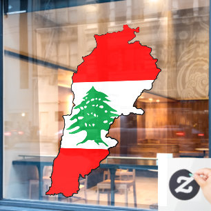 Libanon Karte mit Flaggen Fensteraufkleber