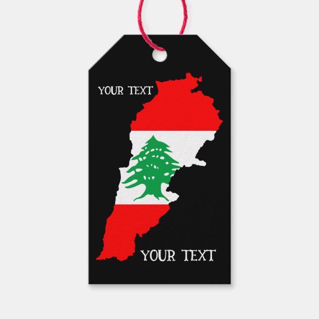 Libanon Karte mit Flaggen Geschenkanhänger (Vorderseite)