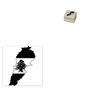 Libanon Karte mit Flaggen Gummistempel