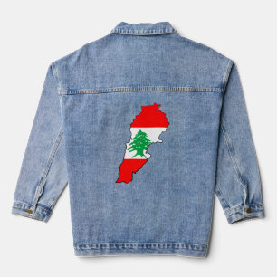 Libanon Karte mit Flaggen Jeansjacke