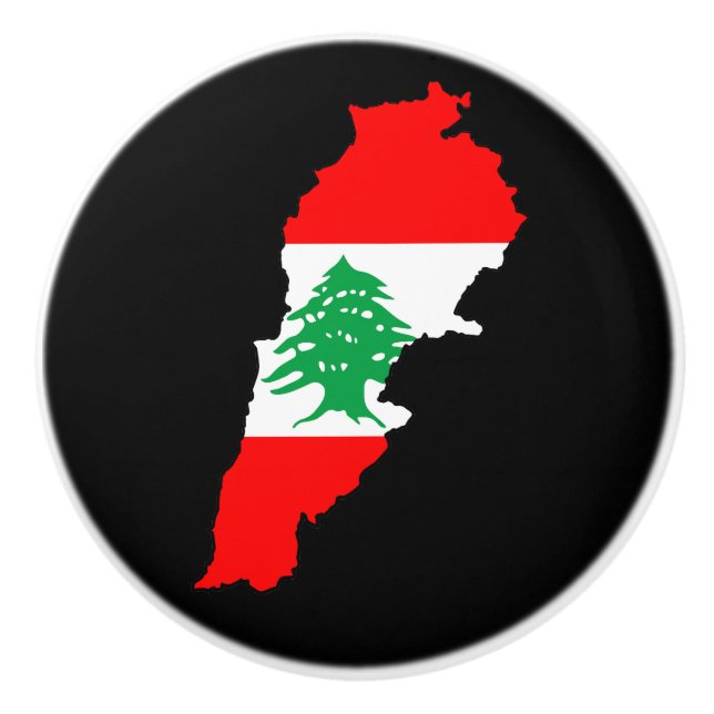 Libanon Karte mit Flaggen Keramikknauf (Vorderseite)