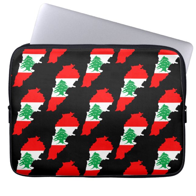 Libanon Karte mit Flaggen Laptopschutzhülle (Vorderseite)
