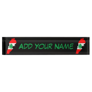 Libanon Karte mit Flaggen Namensplakette