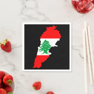 Libanon Karte mit Flaggen Serviette