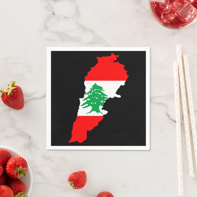 Libanon Karte mit Flaggen Serviette (Beispiel)