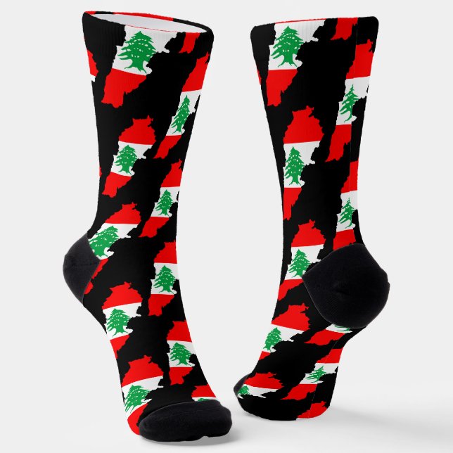 Libanon Karte mit Flaggen Socken (Gewinkelt)