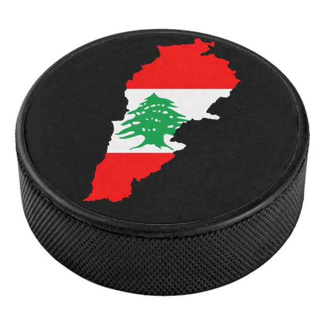 Libanon Karte mit Flaggenstone Magnet Eishockey Puck (3/4)