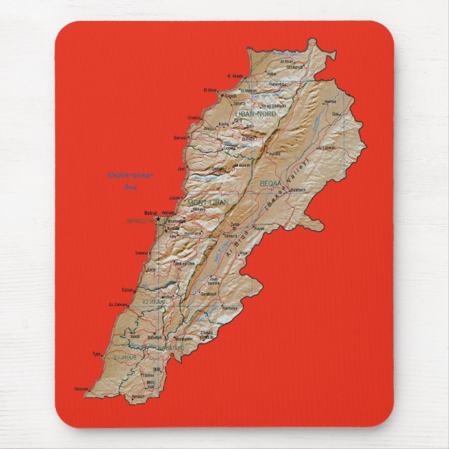 Libanon Karte Mousepad (Vorne)